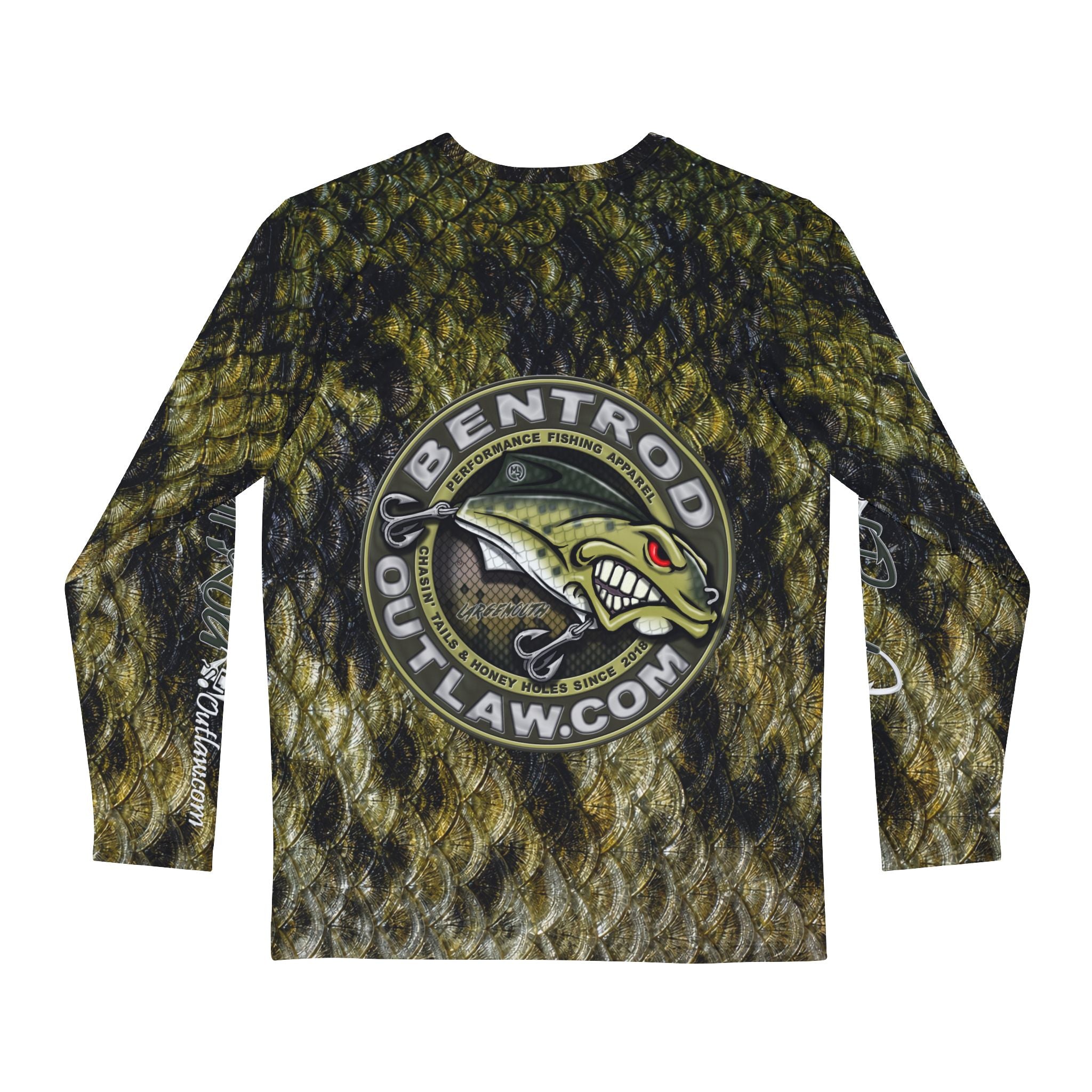 The Bentrod Outlaw Seal — Largemouth Bass Edition | Fish Scale Long Sleeve Fishing Shirt, All-Over Print