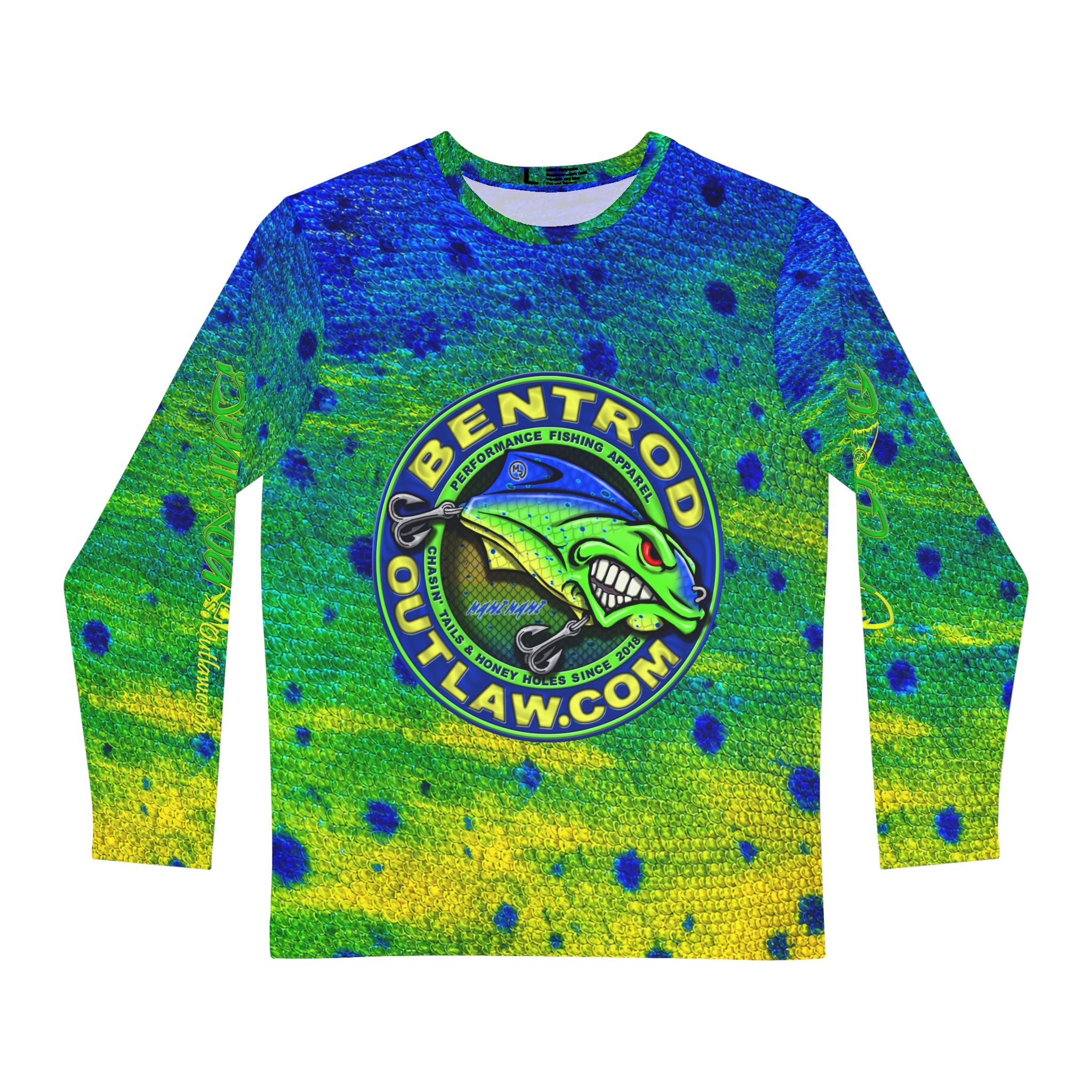 The Bentrod Outlaw Seal — Mahi Mahi Edition | Fish Scale Long Sleeve Fishing Shirt, All-Over Print