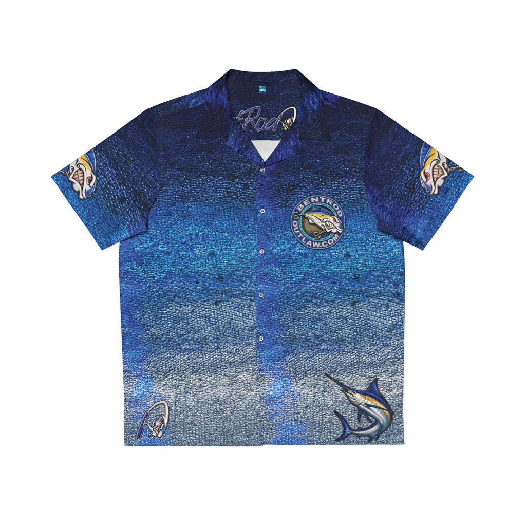 The Bentrod Outlaw Seal — Marlin Edition Hawaiian Shirt | Fish Scale Camp Shirt, Unisex All-Over Print