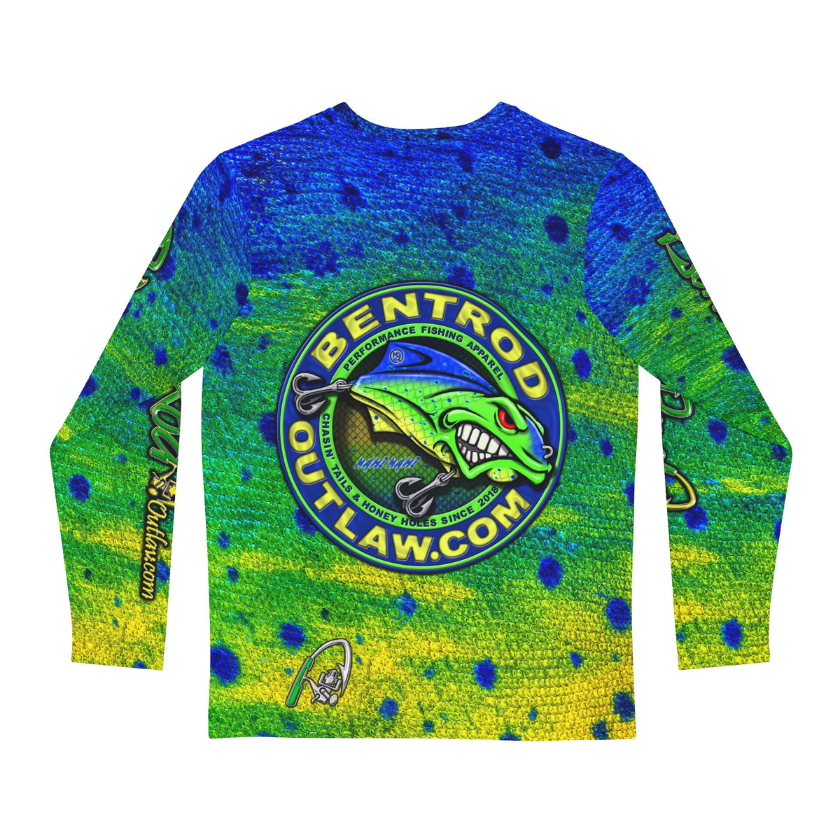 The Bentrod Outlaw Seal — Mahi Mahi Edition | Fish Scale Long Sleeve Fishing Shirt, All-Over Print