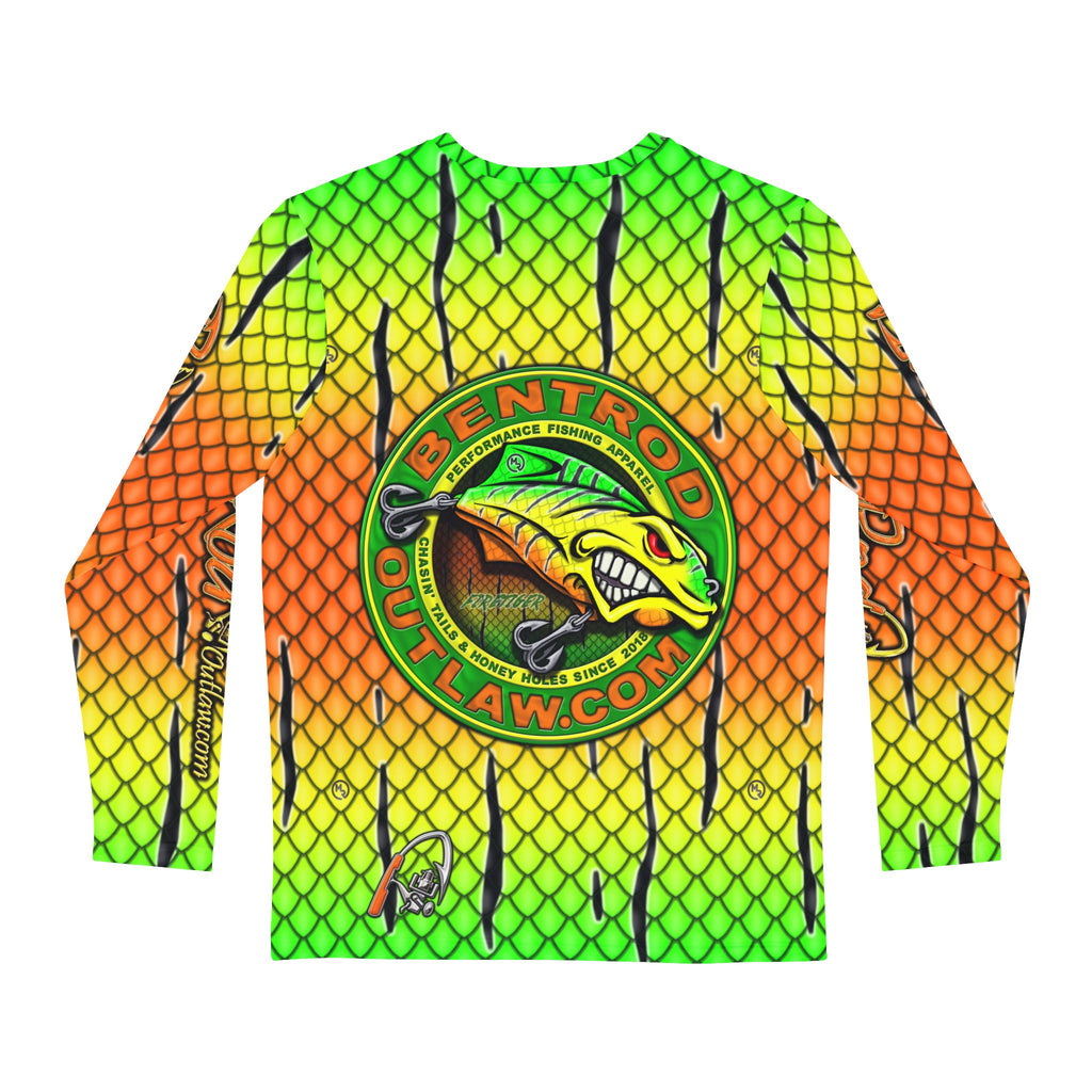 The Bentrod Outlaw Seal — Firetiger Lure Edition | Fish Scale Long Sleeve Fishing Shirt, All-Over Print