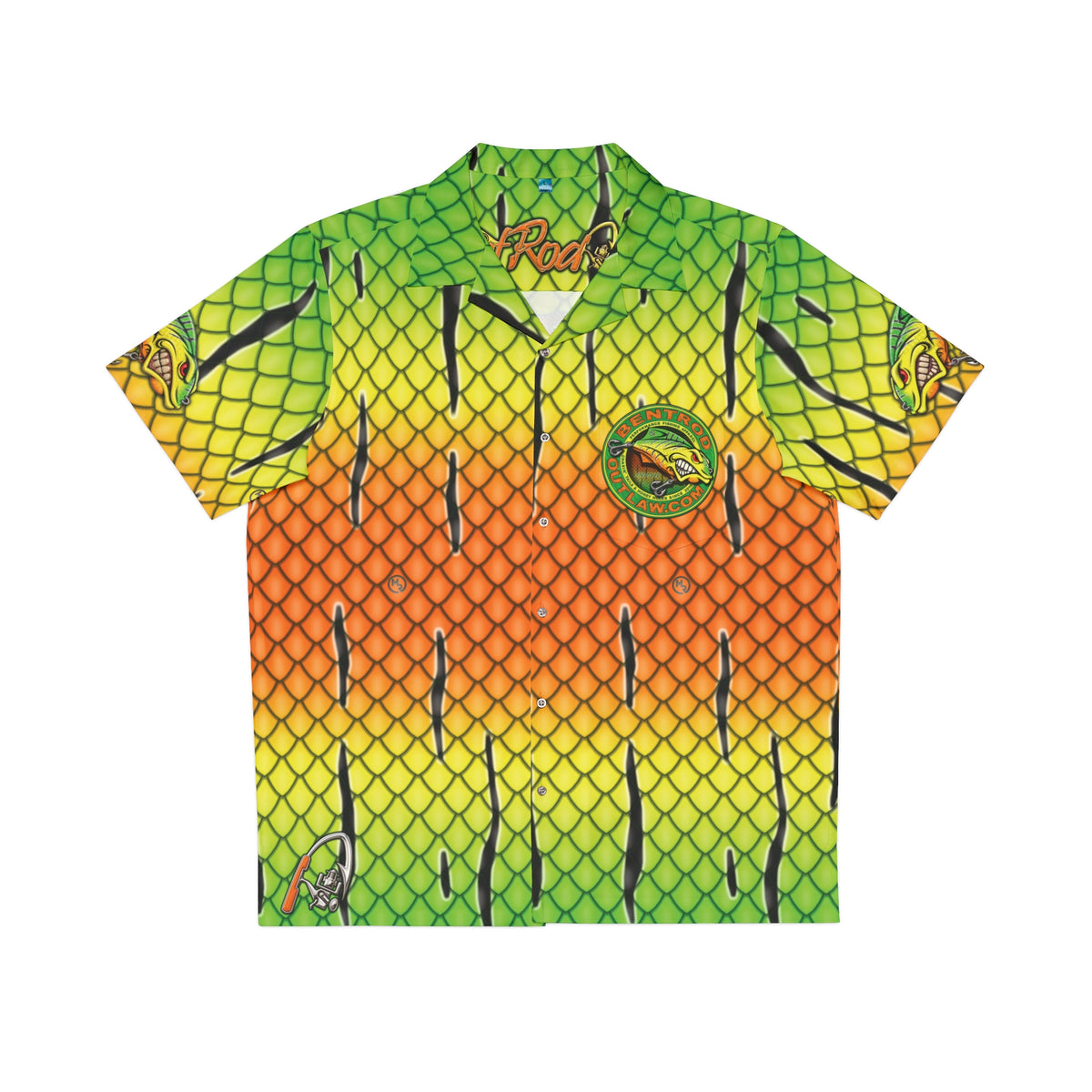 The Bentrod Outlaw Seal — Firetiger Lure Edition Hawaiian Shirt | Fish Scale Camp Shirt, Unisex All-Over Print
