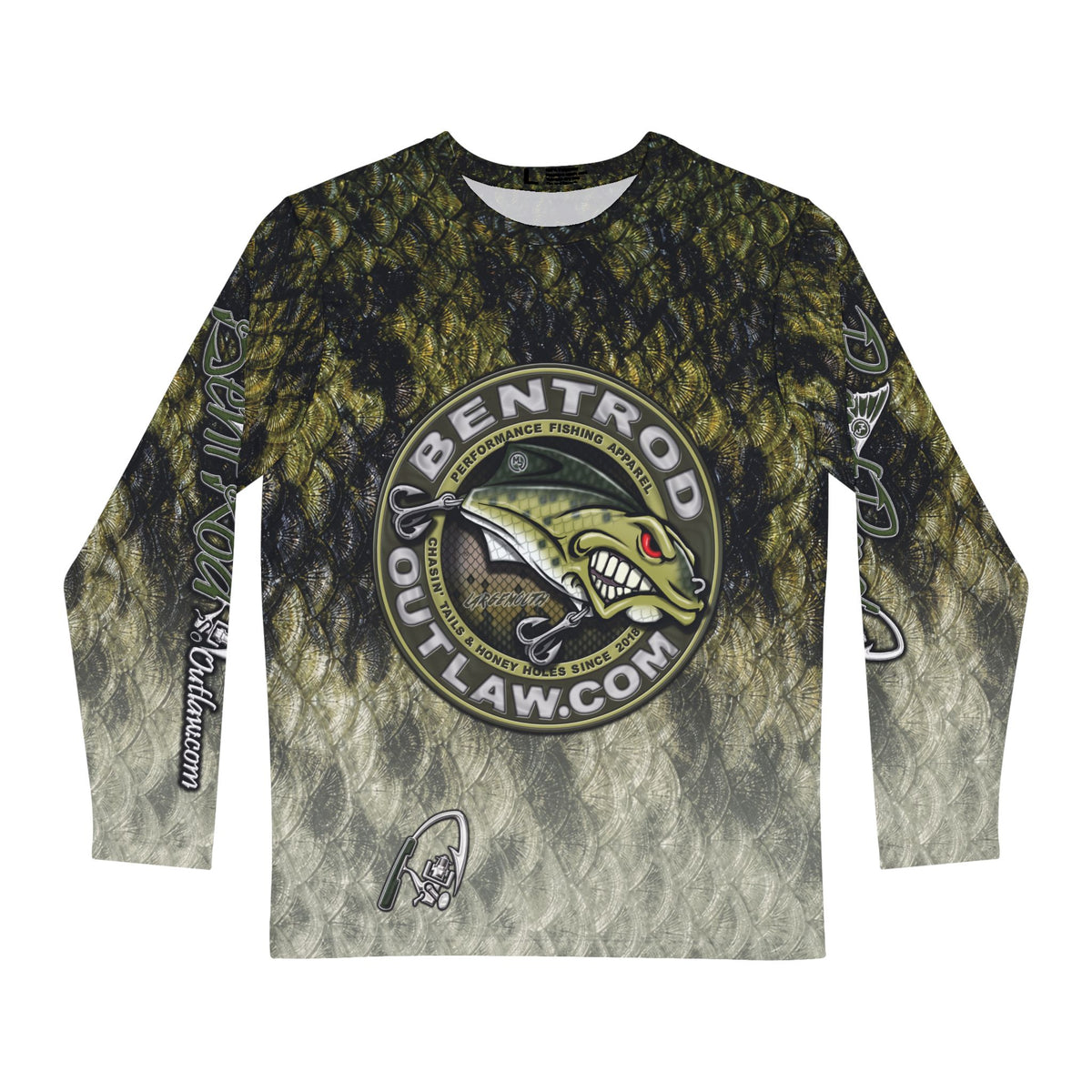 The Bentrod Outlaw Seal — Largemouth Bass Edition | Fish Scale Long Sleeve Fishing Shirt, All-Over Print