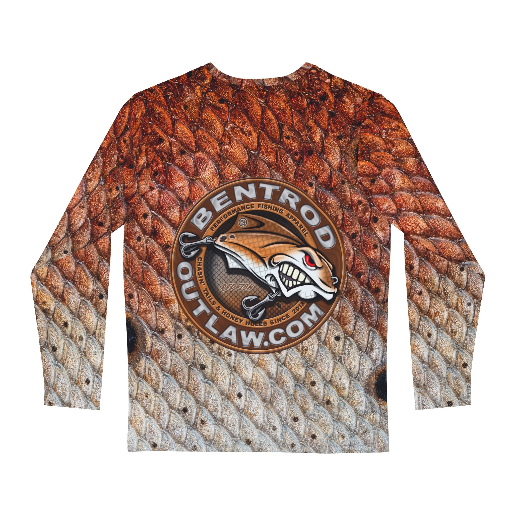 The Bentrod Outlaw Seal — Redfish Edition | Fish Scale Long Sleeve Fishing Shirt, All-Over Print