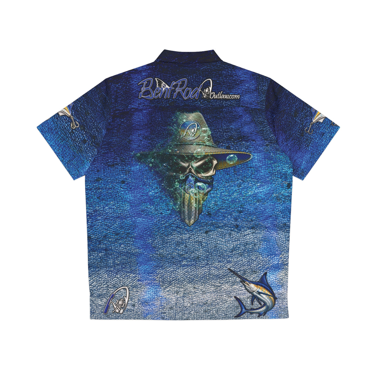 The Bentrod Outlaw Seal — Marlin Edition Hawaiian Shirt | Fish Scale Camp Shirt, Unisex All-Over Print