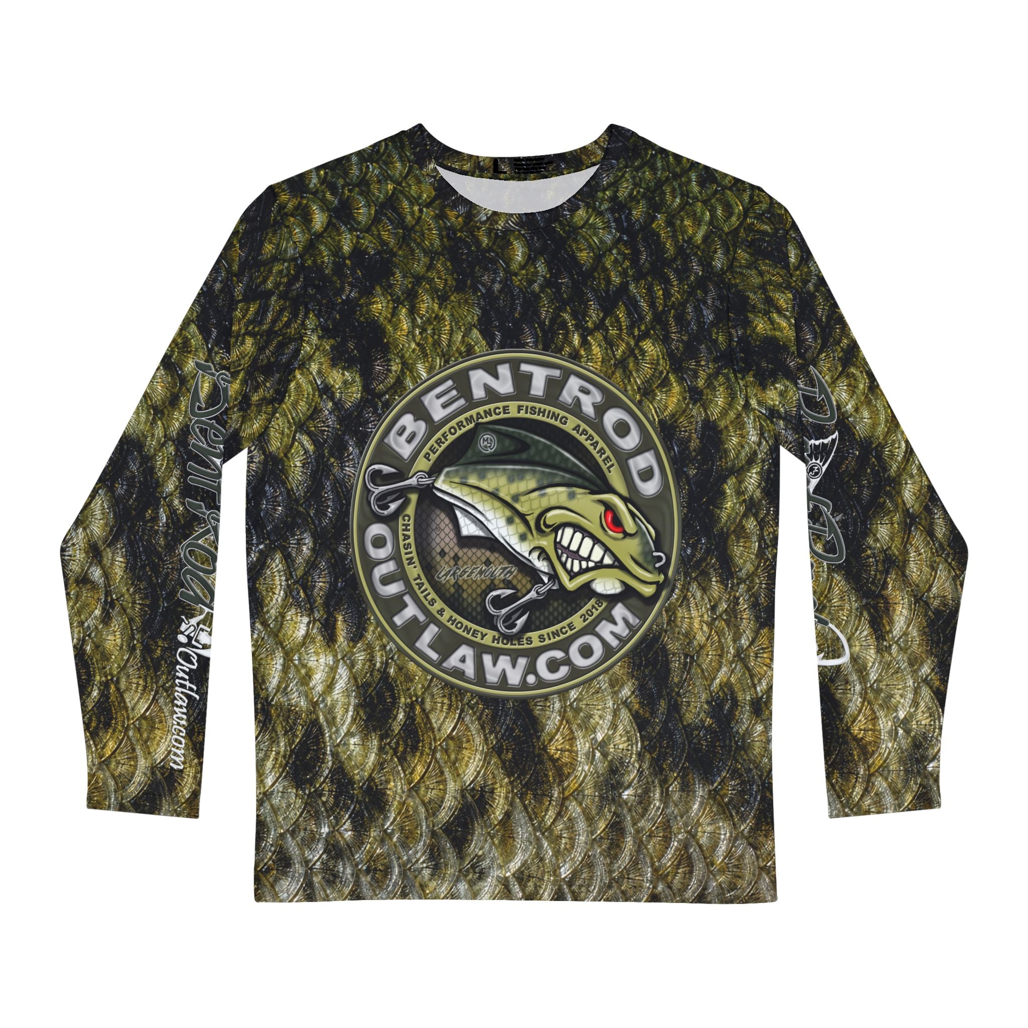 The Bentrod Outlaw Seal — Largemouth Bass Edition | Fish Scale Long Sleeve Fishing Shirt, All-Over Print