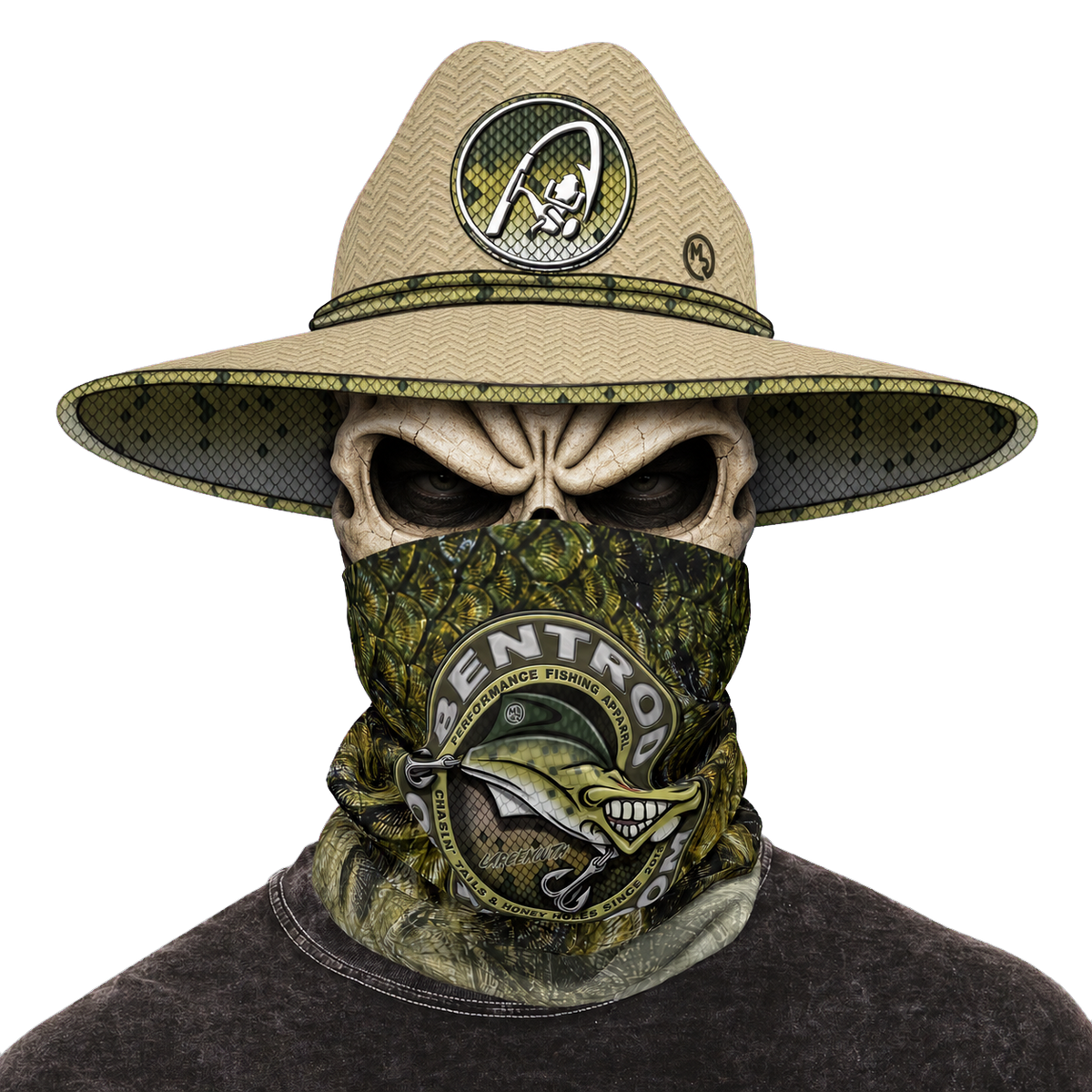 The Bentrod Outlaw Seal — Largemouth Bass Edition Neck Gaiter | Fish Scale Print, UPF 50+ Fishing Sun Gaiter
