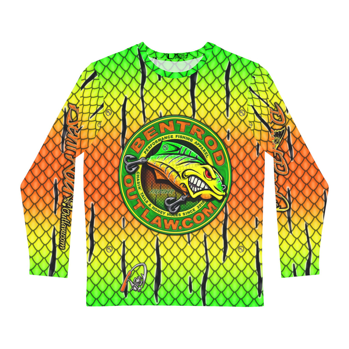 The Bentrod Outlaw Seal — Firetiger Lure Edition | Fish Scale Long Sleeve Fishing Shirt, All-Over Print
