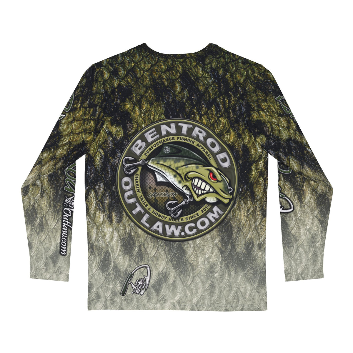 The Bentrod Outlaw Seal — Largemouth Bass Edition | Fish Scale Long Sleeve Fishing Shirt, All-Over Print