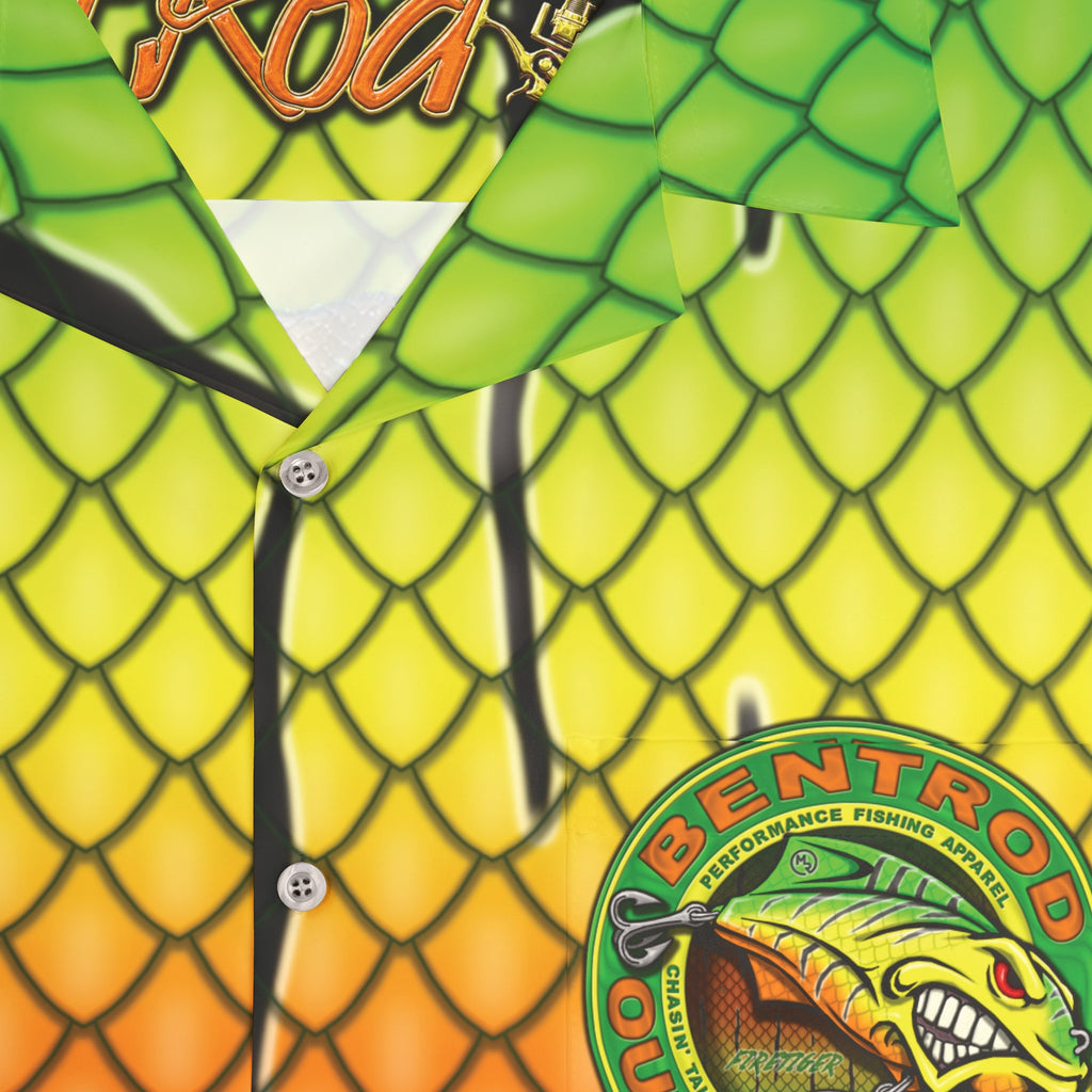 The Bentrod Outlaw Seal — Firetiger Lure Edition Hawaiian Shirt | Fish Scale Camp Shirt, Unisex All-Over Print