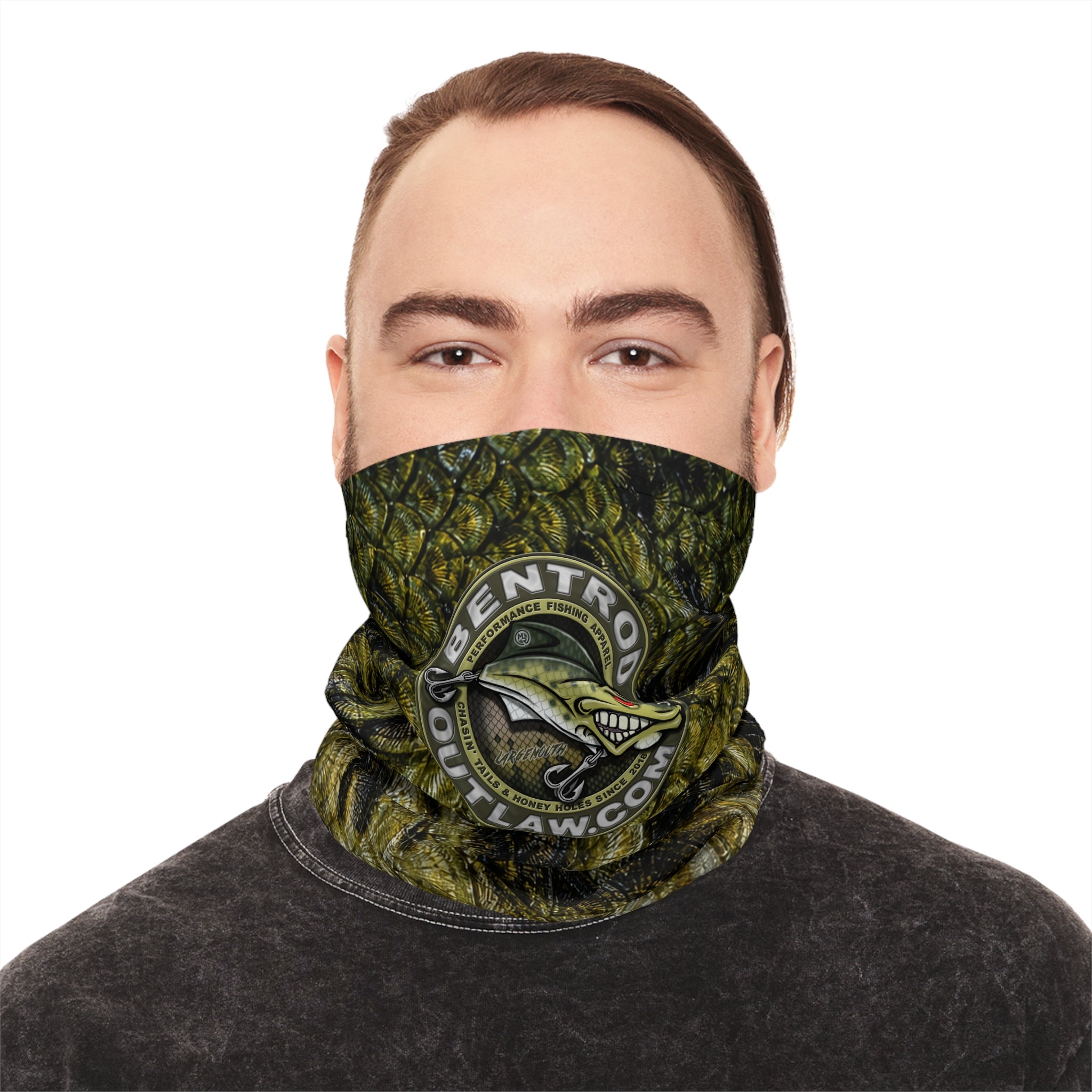 The Bentrod Outlaw Seal — Largemouth Bass Edition Neck Gaiter | Fish Scale Print, UPF 50+ Fishing Sun Gaiter