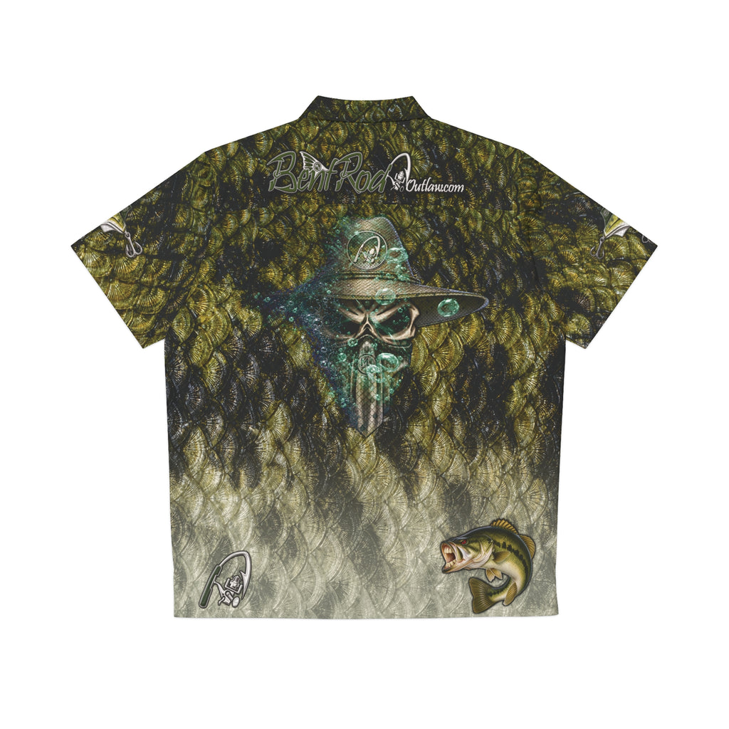 The Bentrod Outlaw Seal — Largemouth Bass Edition Hawaiian Shirt | Fish Scale Camp Shirt, Unisex All-Over Print