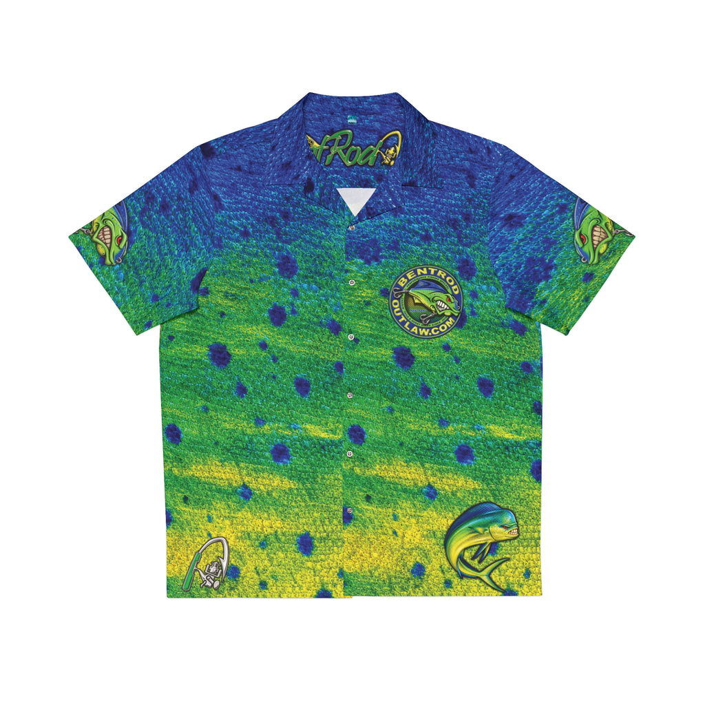 The Bentrod Outlaw Seal — Mahi Mahi Edition Hawaiian Shirt | Fish Scale Camp Shirt, Unisex All-Over Print