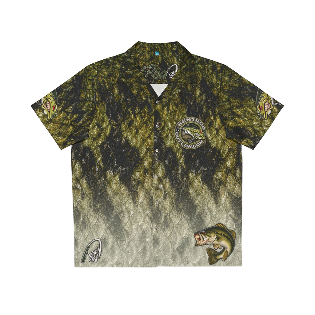 The Bentrod Outlaw Seal — Largemouth Bass Edition Hawaiian Shirt | Fish Scale Camp Shirt, Unisex All-Over Print