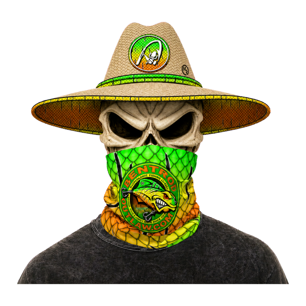 The Bentrod Outlaw Seal — Firetiger Lure Edition Neck Gaiter | Fish Scale Print, UPF 50+ Fishing Sun Gaiter