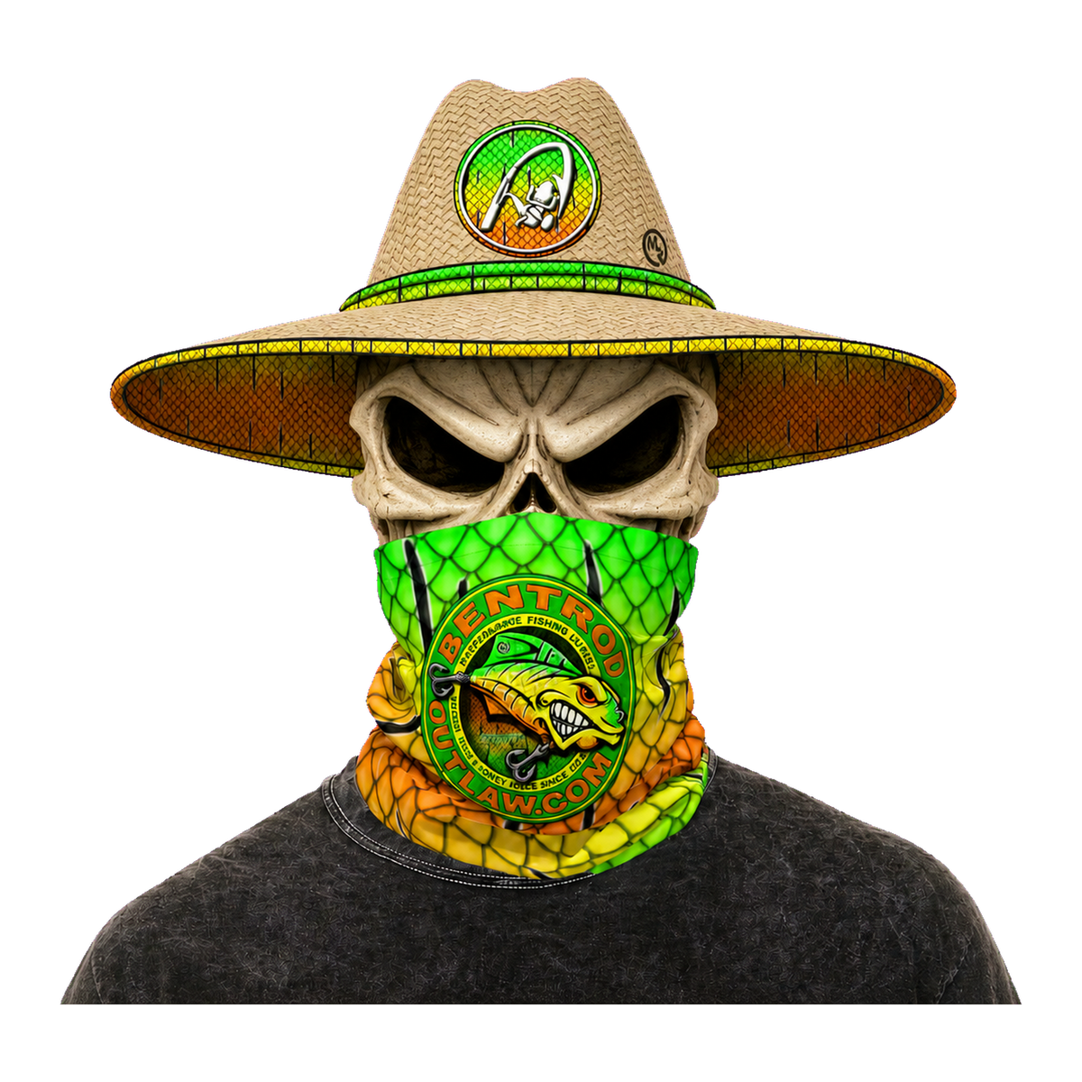 The Bentrod Outlaw Seal — Firetiger Lure Edition Neck Gaiter | Fish Scale Print, UPF 50+ Fishing Sun Gaiter