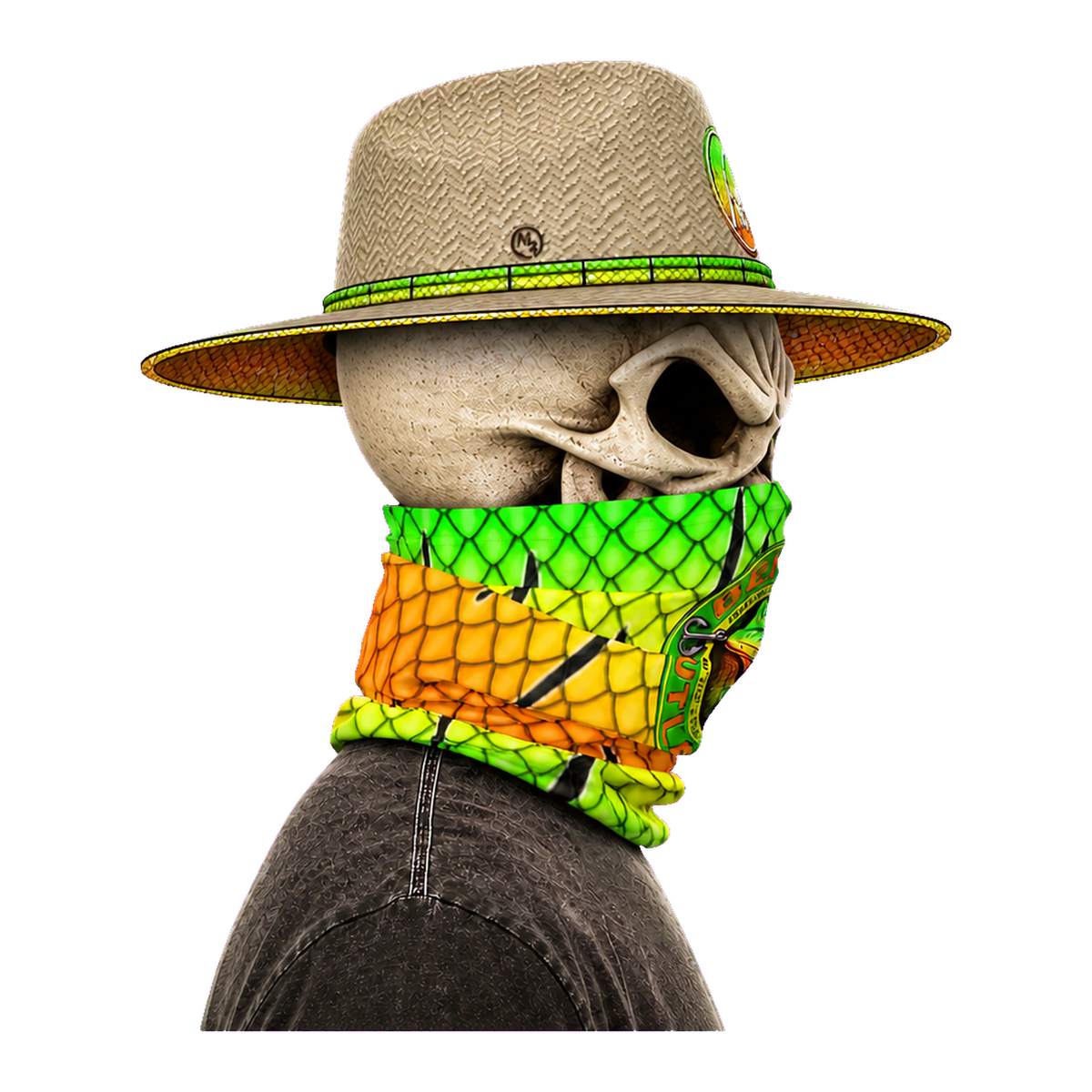 The Bentrod Outlaw Seal — Firetiger Lure Edition Neck Gaiter | Fish Scale Print, UPF 50+ Fishing Sun Gaiter