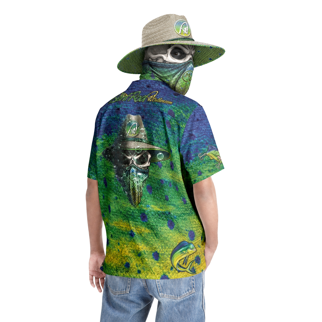 The Bentrod Outlaw Seal — Mahi Mahi Edition Hawaiian Shirt | Fish Scale Camp Shirt, Unisex All-Over Print