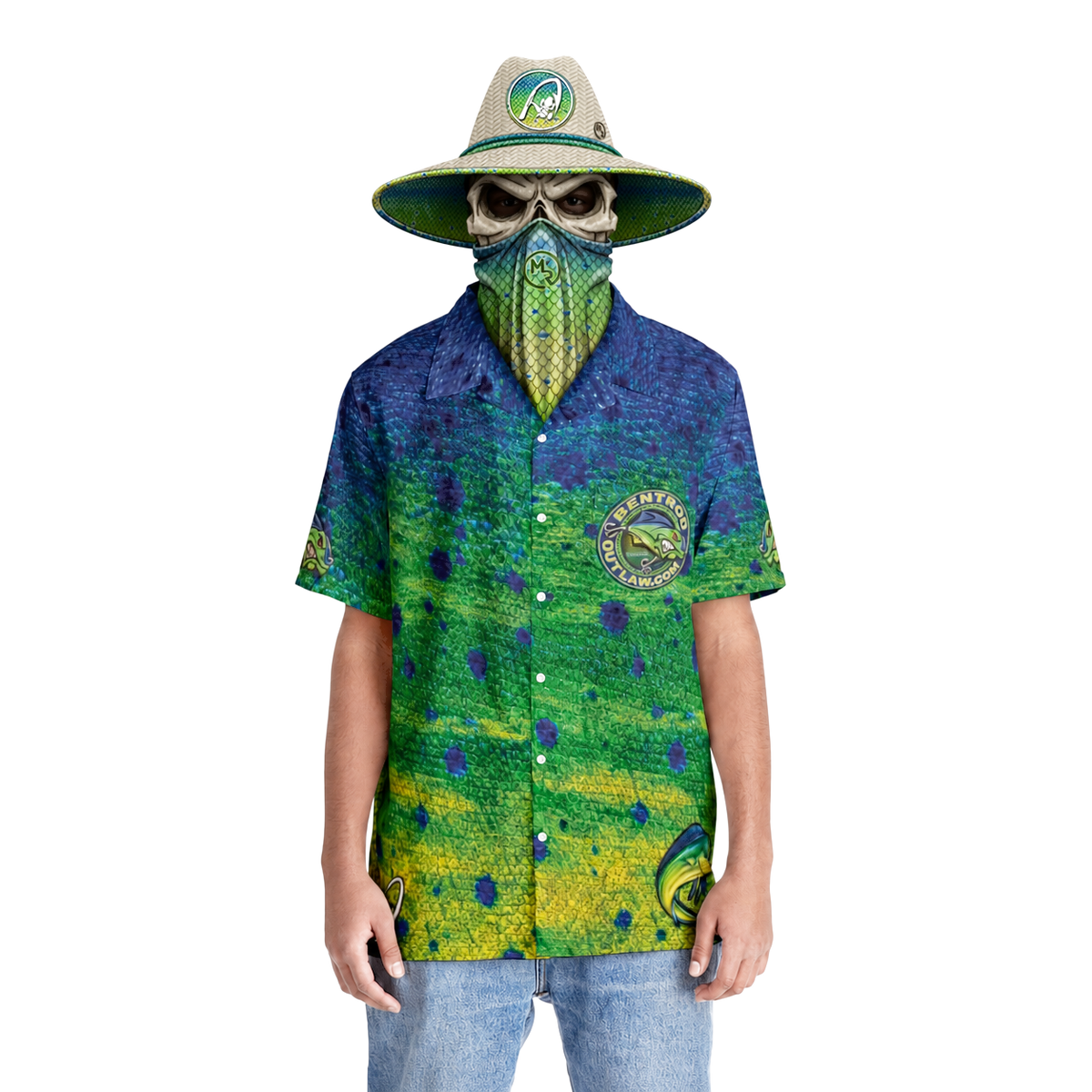 The Bentrod Outlaw Seal — Mahi Mahi Edition Hawaiian Shirt | Fish Scale Camp Shirt, Unisex All-Over Print