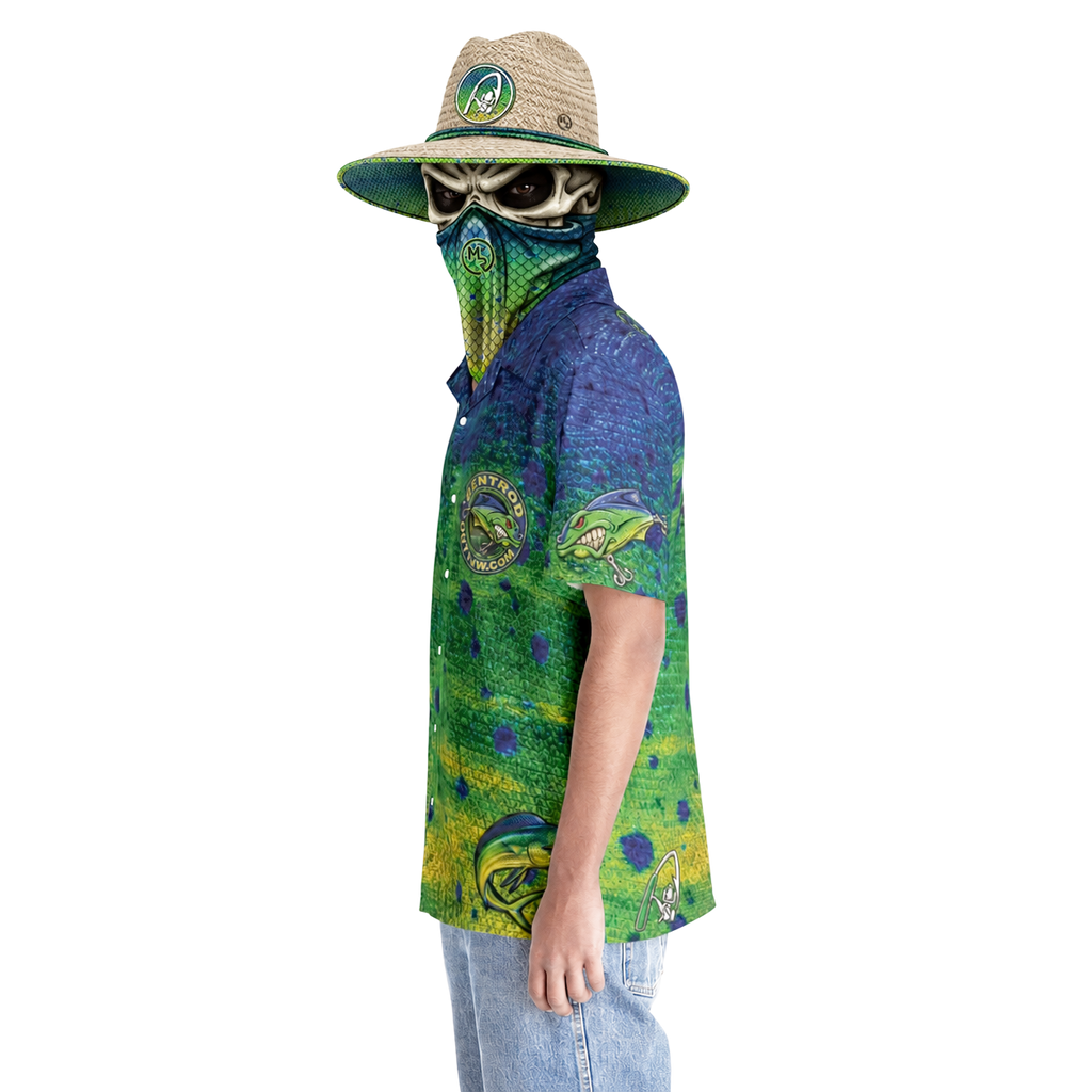 The Bentrod Outlaw Seal — Mahi Mahi Edition Hawaiian Shirt | Fish Scale Camp Shirt, Unisex All-Over Print