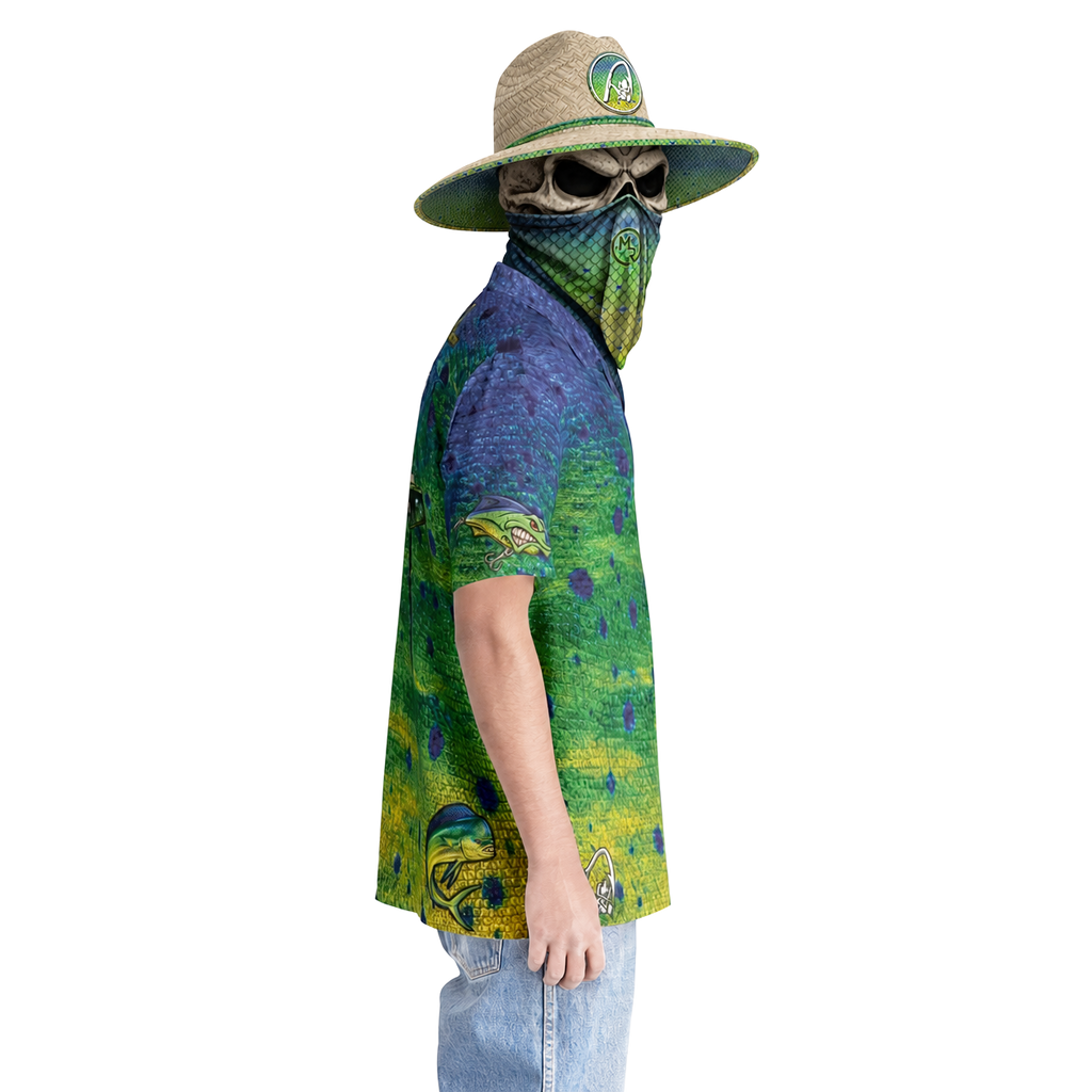 The Bentrod Outlaw Seal — Mahi Mahi Edition Hawaiian Shirt | Fish Scale Camp Shirt, Unisex All-Over Print
