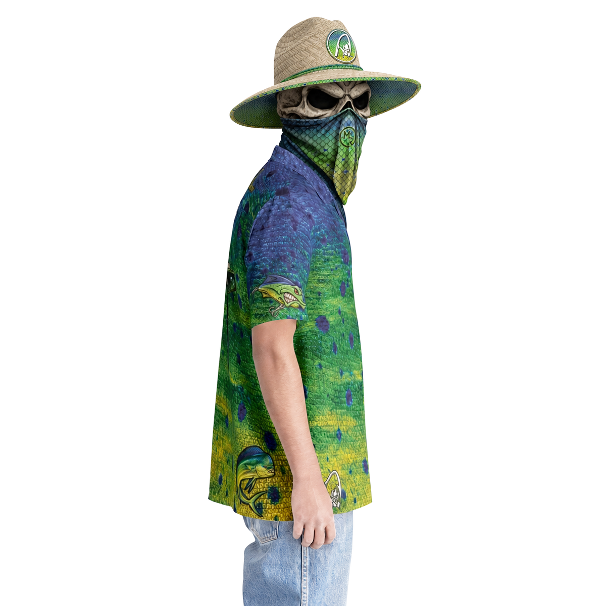 The Bentrod Outlaw Seal — Mahi Mahi Edition Hawaiian Shirt | Fish Scale Camp Shirt, Unisex All-Over Print
