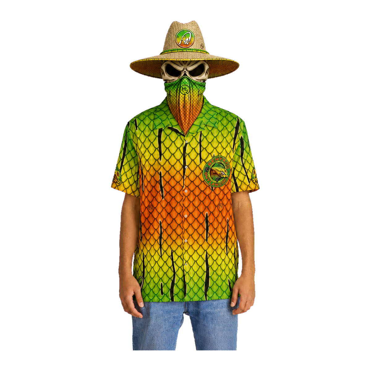 The Bentrod Outlaw Seal — Firetiger Lure Edition Hawaiian Shirt | Fish Scale Camp Shirt, Unisex All-Over Print