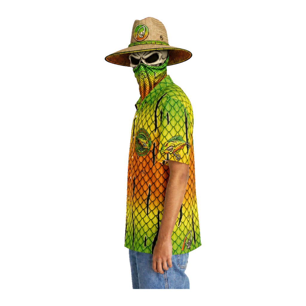 The Bentrod Outlaw Seal — Firetiger Lure Edition Hawaiian Shirt | Fish Scale Camp Shirt, Unisex All-Over Print