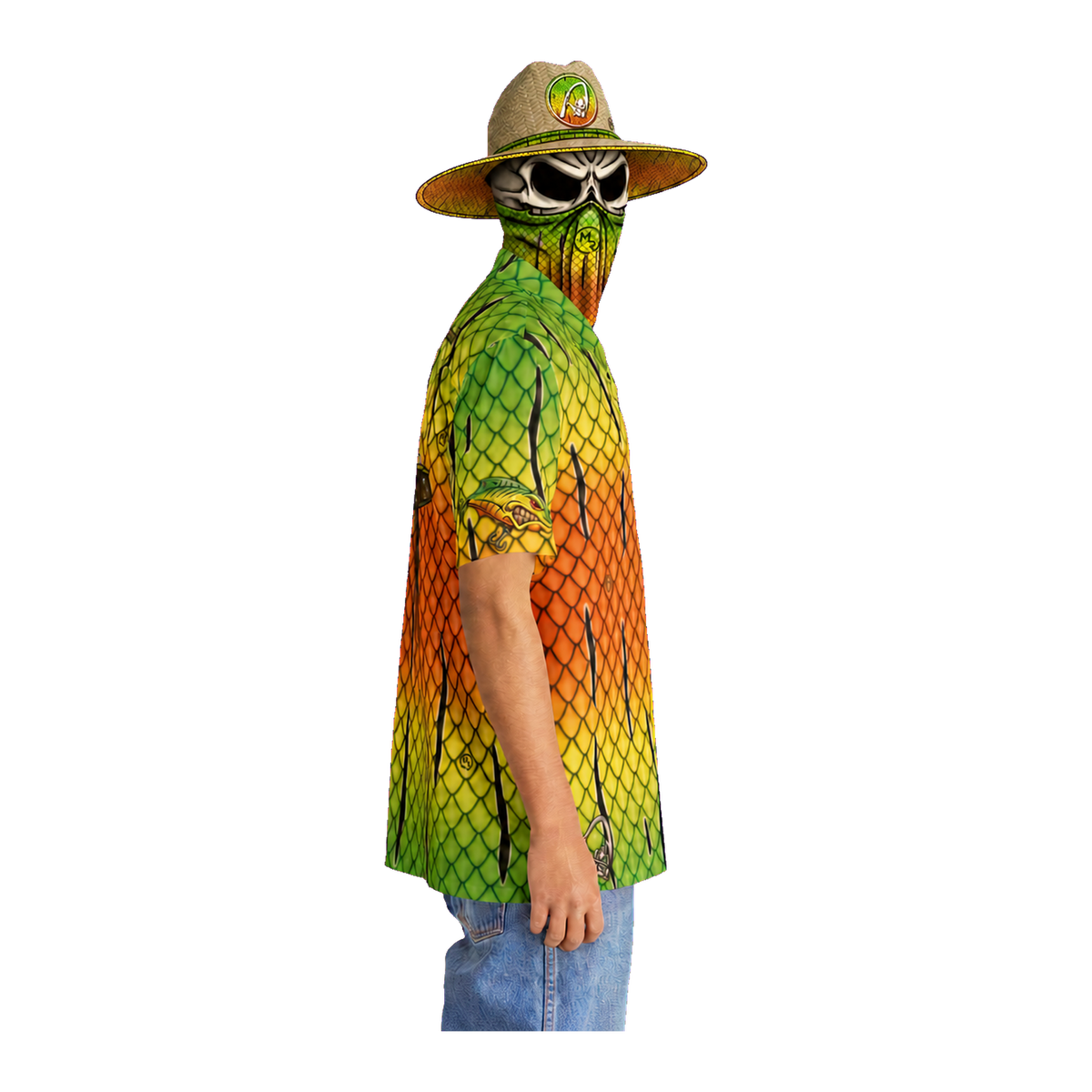 The Bentrod Outlaw Seal — Firetiger Lure Edition Hawaiian Shirt | Fish Scale Camp Shirt, Unisex All-Over Print