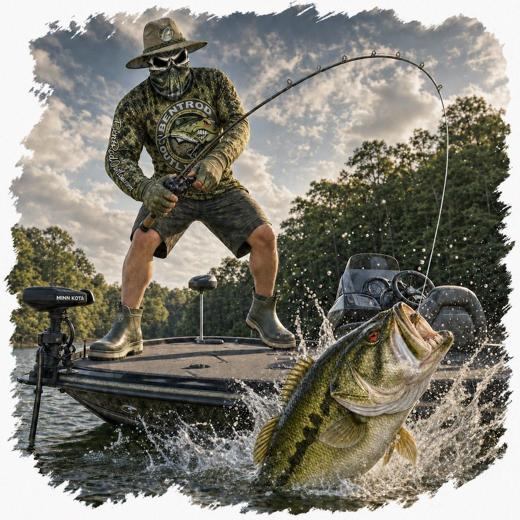 The Bentrod Outlaw Seal — Largemouth Bass Edition | Fish Scale Long Sleeve Fishing Shirt, All-Over Print