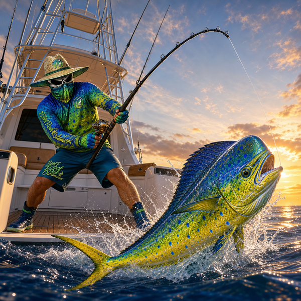 The Bentrod Outlaw Seal — Mahi Mahi Edition Neck Gaiter | Fish Scale Print, UPF 50+ Fishing Sun Gaiter
