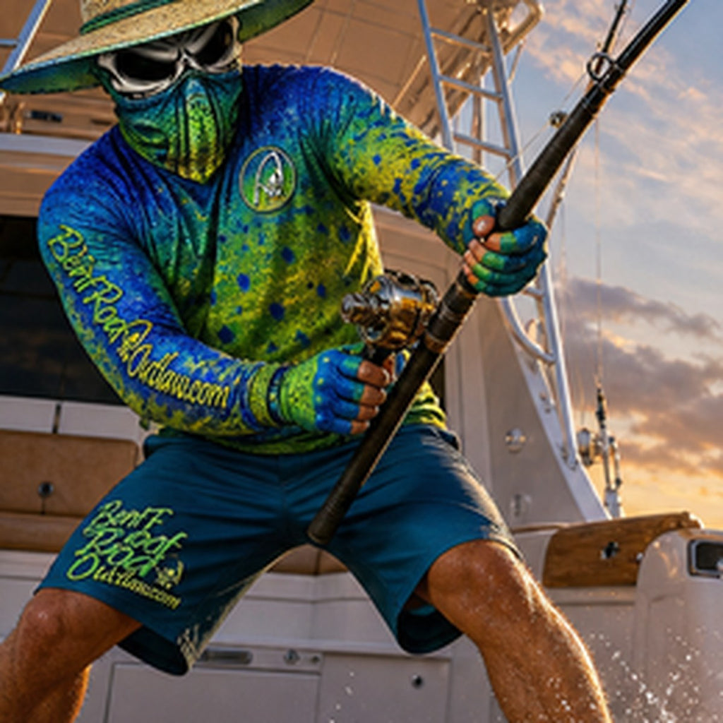 The Bentrod Outlaw Seal — Mahi Mahi Edition | Fish Scale Long Sleeve Fishing Shirt, All-Over Print